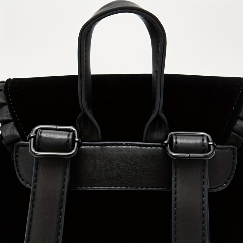 Gothic Velvet Y2K Backpack with Witch Design
