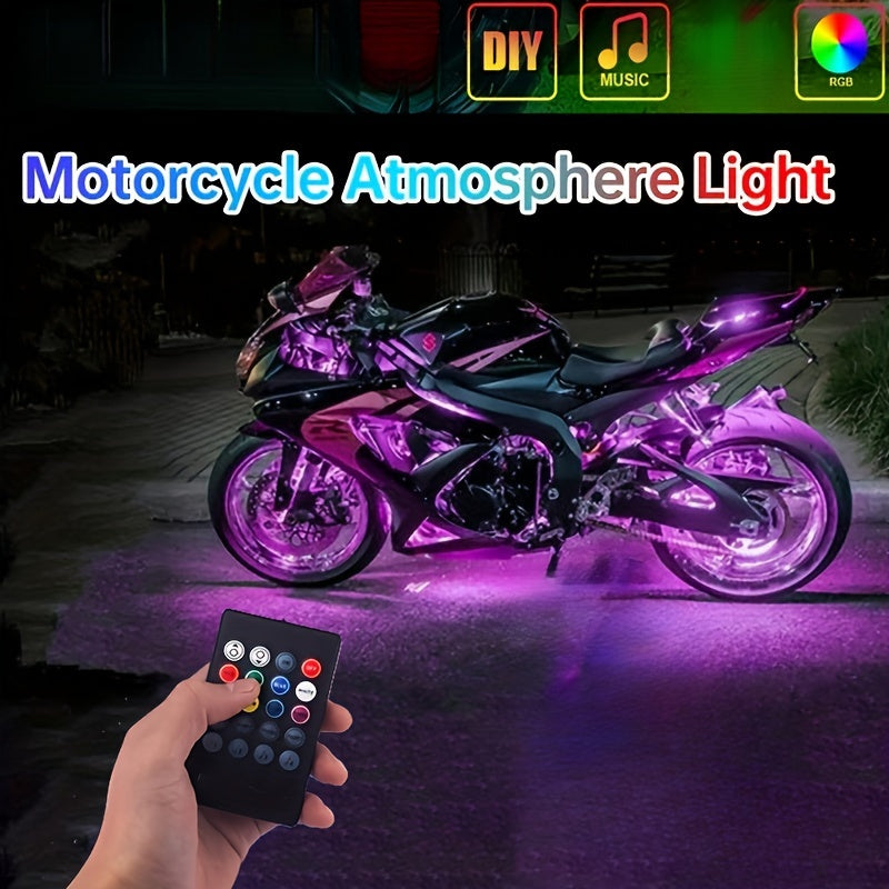 MotoGlow 4pc RGB LED Strip Lights with Remote Control