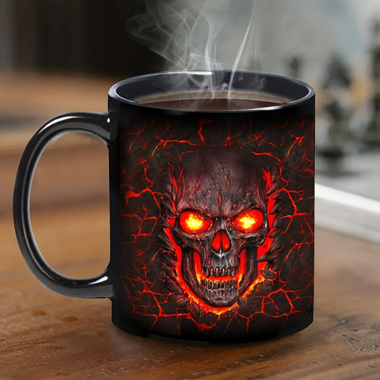 Halloween Black Skull Ceramic Coffee Mug