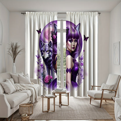 Enchanted Purple Rose & Angel Witch Curtains