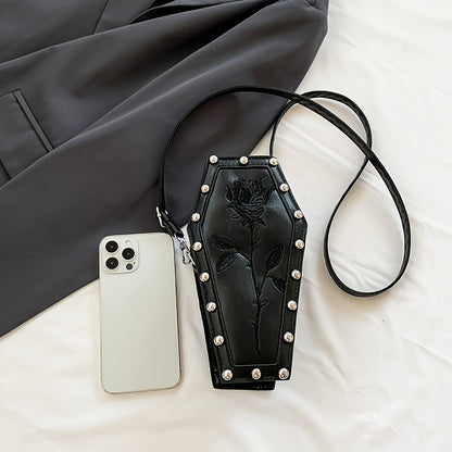 Gothic Rose Coffin Crossbody Bag for Women