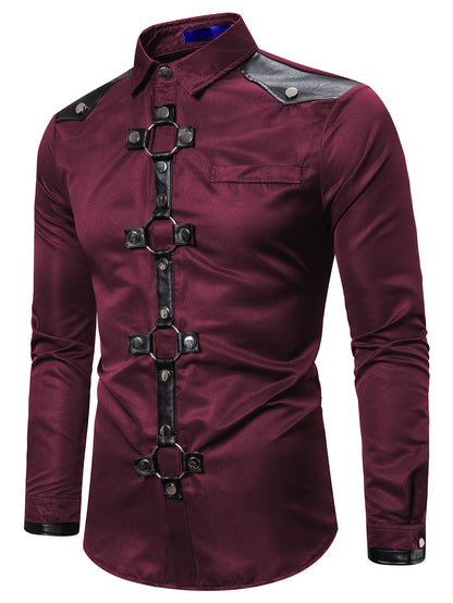 Gothic Slim Fit Long Sleeve Club Shirt for Men