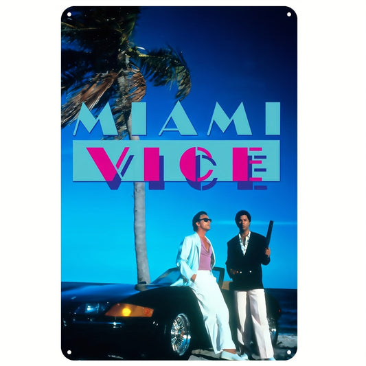 Vintage Miami Vice Metal Tin Sign