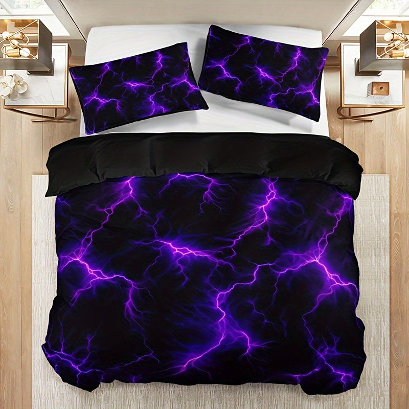 Vivid Purple Lightning 3Pc Bedding Set