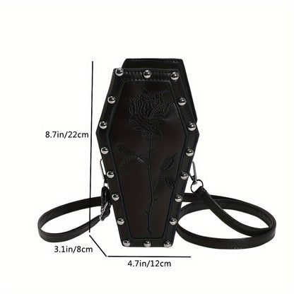Gothic Rose Coffin Crossbody Bag for Women