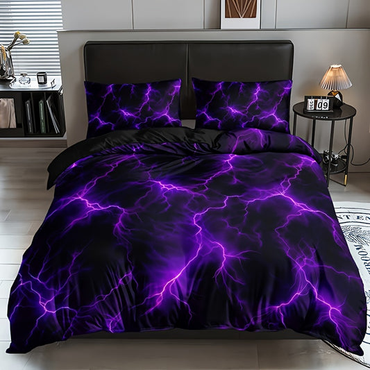 Vivid Purple Lightning 3Pc Bedding Set
