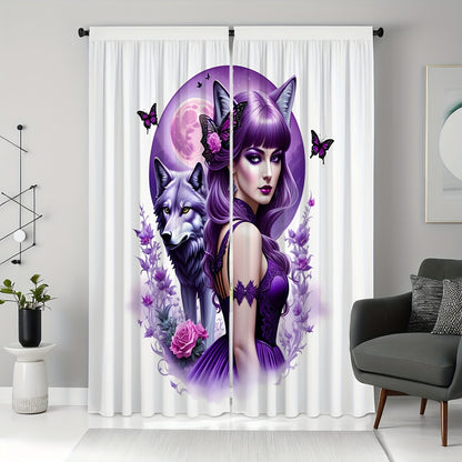 Enchanted Purple Rose & Angel Witch Curtains