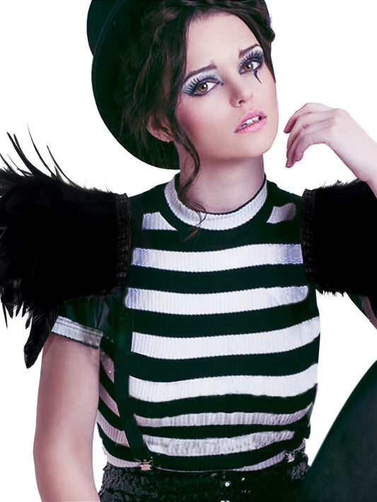 Product Name: Gothic Elegance: Feather Shoulder Shrug Set